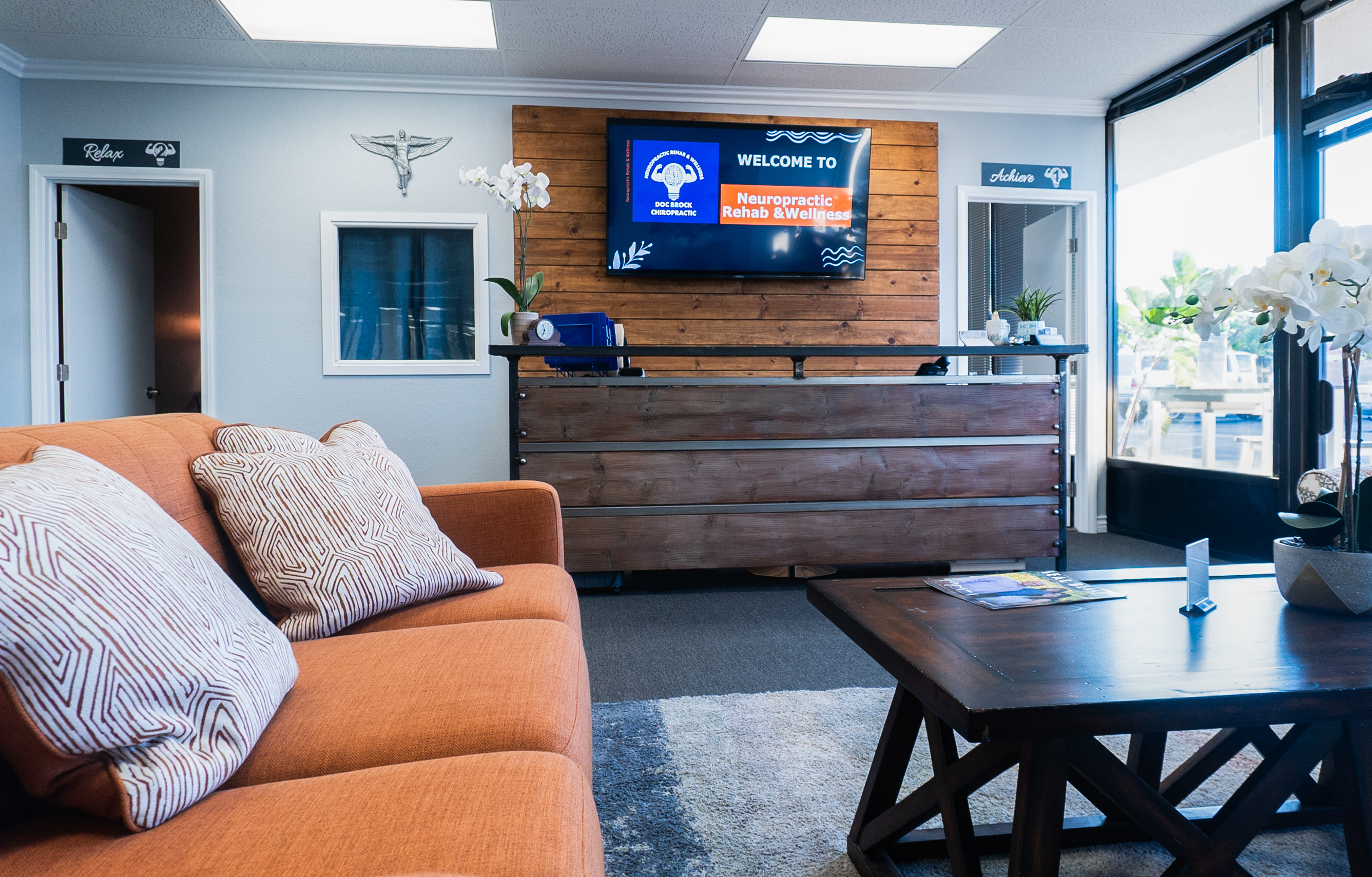 Modern reception lobby at Neuropractic Rehab & Wellness